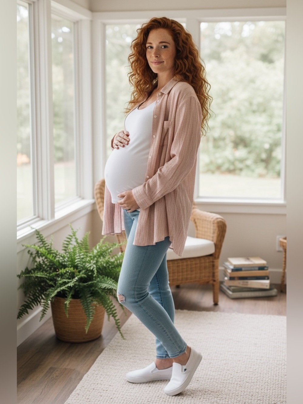 hatch maternity textured cotton boyfriend long sleeve button up blouse
